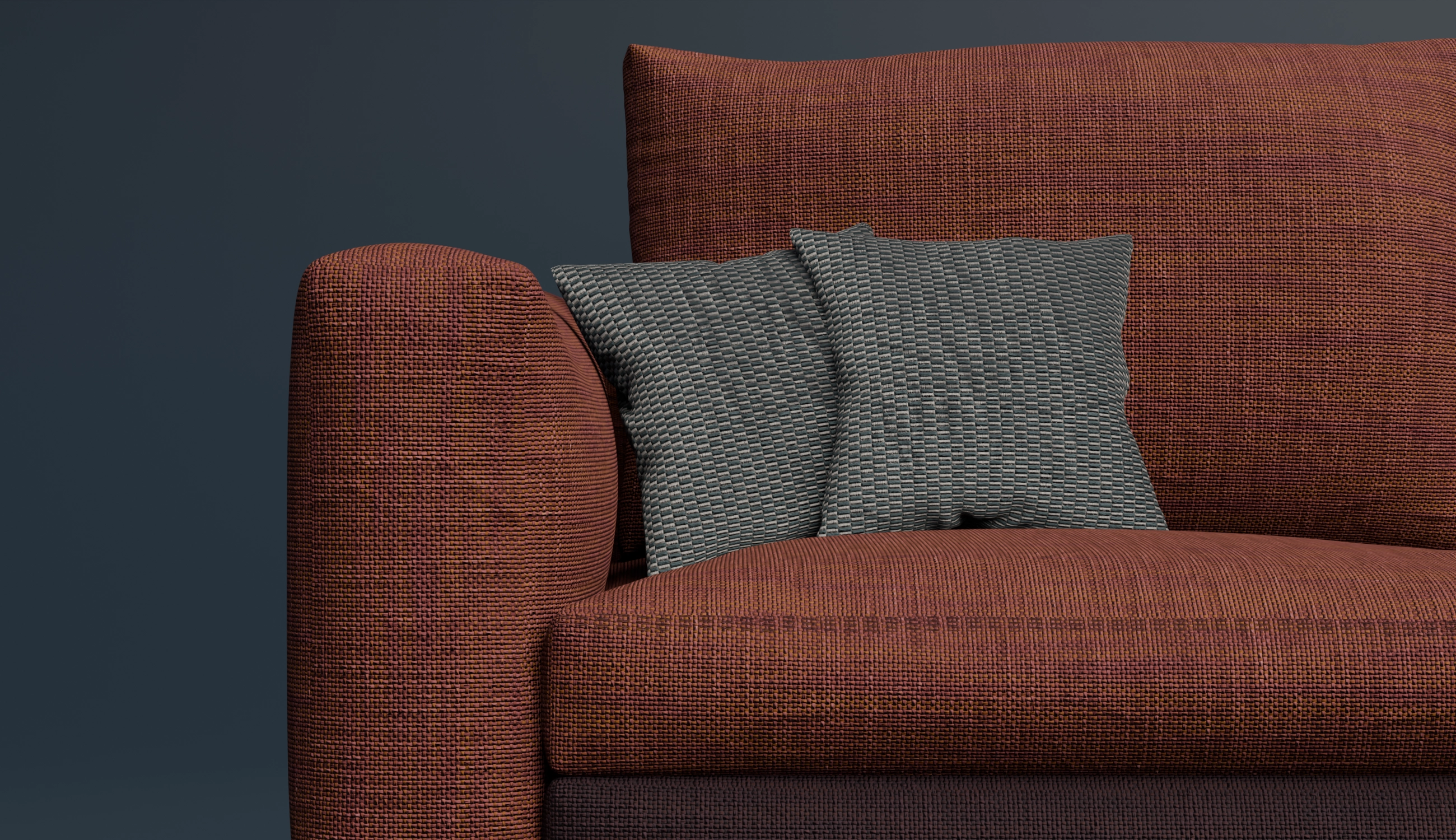 Orange sofa front view